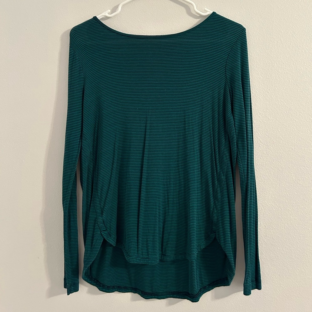 Long Sleeve Striped Green Shirt